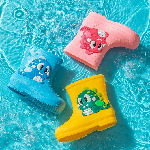 
Xinnan children's cute rain boots anti-slip resistance children's rain boots children's rubber shoes baby water shoes 2-7 years old cute cartoon overshoes yellow dinosaur children's rain boots size 16 (recommended foot length 15cm)