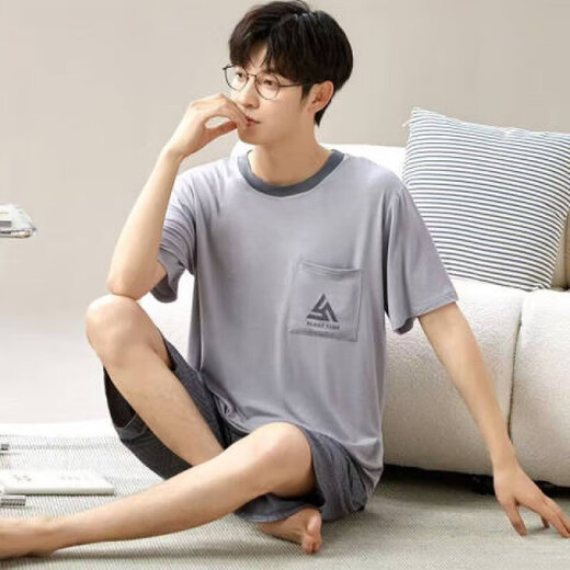 
Sangqin pajamas men's summer loose shorts and thick-size thin summer home clothing suits wear L [built 6624 men's home clothing L [recommended 95-120 Jin [Jin equals 0.5 kg]]