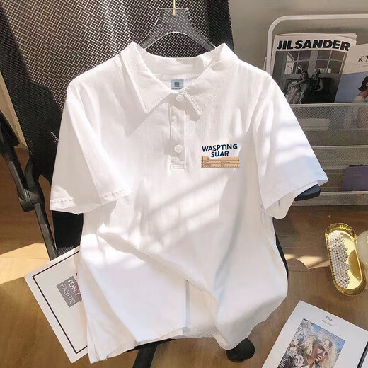 METERSBONEWE HEIGHT POLO HIMTER Kurzärärmig Männer Ins Modemarke Sommer Lose Baumwolle, vielseitige T-Shirt-Revers-Top [3894*und Label] -Black M 80-110jin [Jin entspricht 0,5 kg]