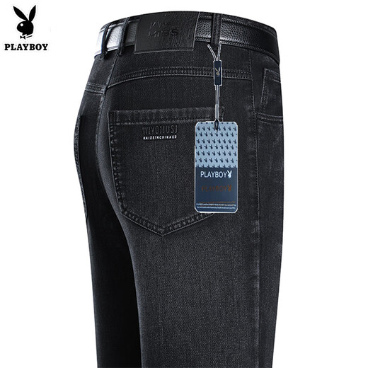 Playboy (Playboy) Jean mince d'été haut de gamme hommes d'âge moyen pantalon taille haute hauteur papa pantalon décontracté mode bleu foncé [3891] Été mince 34 taille (taille 2 pieds 7)