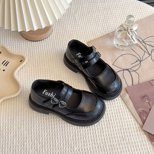 Girls' shoes children's princess small leather shoes 2025 autumn new small black shoes performance baby little girl single shoes high heels beige 26