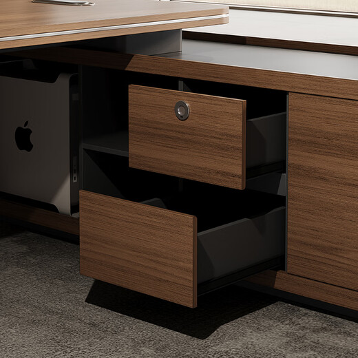 Jiazhi desk boss desk and chair combination new Chinese style retro industrial style high-end office president and chairman executive desk 2.2m single cabinet + 2.4m file cabinet + boss chair