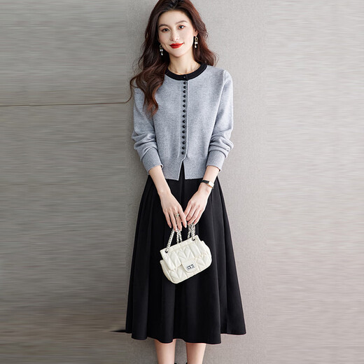 Robe de marque haut de gamme de luxe ehangy pour les femmes 2025 Automne Nouvelle jupe de veste courte à la mode haut de gamme blanche S 85-95jin [Jin est égal à 0,5 kg]