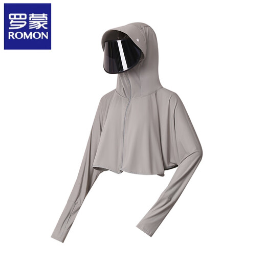 Romon (Romon) CHAPEUR DE SILLE À GRAND CHAPELLE Vêtements de protection solaire en soie pour les femmes en été Nouveau vélo électrique Vêtements de protection solaire à la protection du soleil mince, lentilles amovibles - Gris foncé M 80-120JIN [Jin est égal à 0,5 kg]
