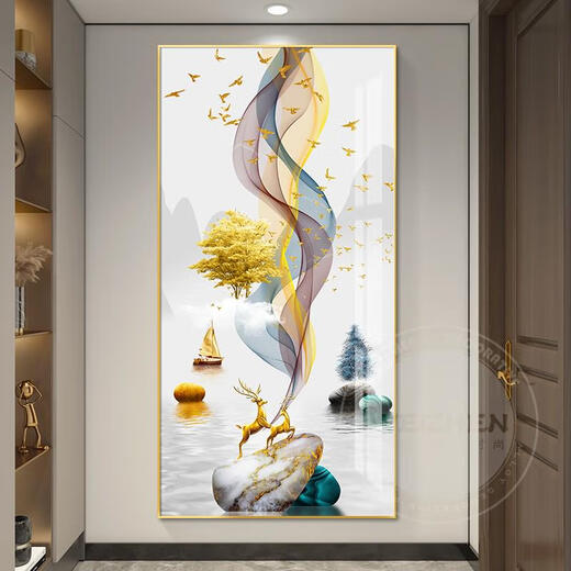Sanqihu Fulu entre dans la porte et les peintures décoratives de l'entrée de l'entrée Corridor moderne peintures peintures murales salon atmosphérique Ly-6085-Stone 50 * 35 mm Cadre en alliage en aluminium + texture + texture