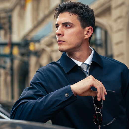 Mr. Bu Fashion Lapel Jacket Men's 2025 Autumn and Winter New Business Commuting Windproof and Quick-drying BT16921 Deep Sea Blue L (175)