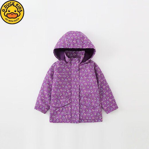 G.DUCKKIDS女童外套秋冬季新款中小童拉链衫长袖连帽开衫小女孩上衣儿童风衣 9923不加厚 90 建议身高80-85cm