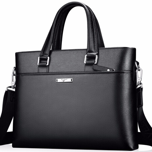 Septwolves Briefcase Men's Business Men's Bag First Layer Cowhide Handbag Crossbody Bag Shoulder Backpack Laptop Bag Black