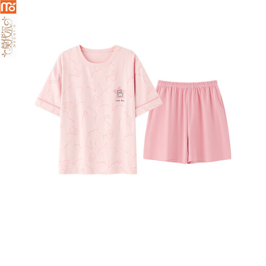 Modal pajamas for women in summer 2025 new cotton short-sleeved suit Korean style thin style for outdoor wear cartoon home clothes Y9856 M 75-95Jin [Jin equals 0.5 kg]