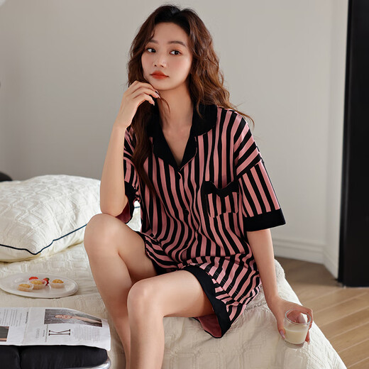 Ordifen short en coton pur en pyjamas pour femmes [100% coton] Feigne respirante mince et haut de gamme pour usure en plein air