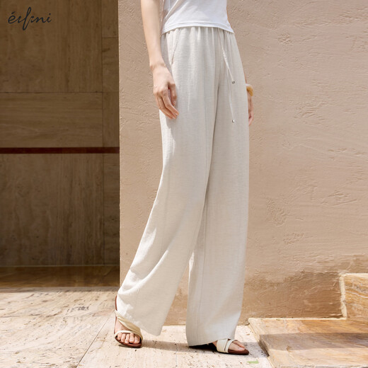 Eifli (eifini) eifli bingsi yamamoto pantalon pour les femmes 2025 printemps et été de style mince des gens qui portent des pantalons décontractés de lazy largement lâches en lin 80-105jin [Jin est égal à 0,5 kg]