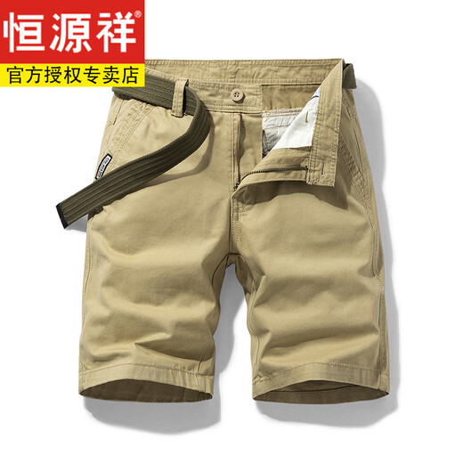 
Hengyuanxiang Preferred Multi-Pocket Pure Cotton Working Shorts Men's Loose Straight Five-Pin Summer Ins Casual Mid-Pants Full Cotton 17152 Khaki 36