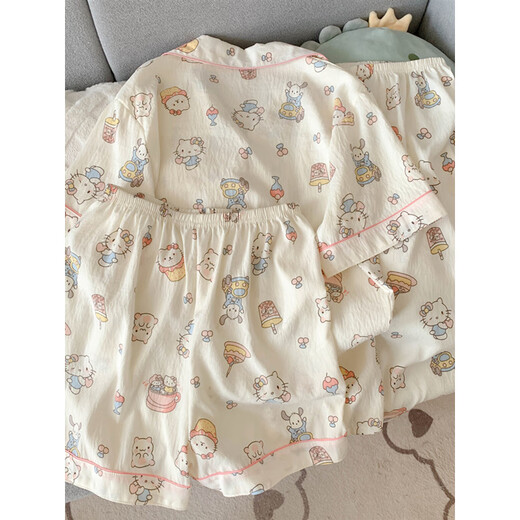 Arctic Velvet 2025 Новая Hellokitty Pure Cotton Make Pajama для женщин весной и летним милой набор с трех частями с тремя частями yunduo Cotton-9902# Star KT Cat Set M [Предлагается 75-100JIN [Jin Equals 0,5 кг]]]]