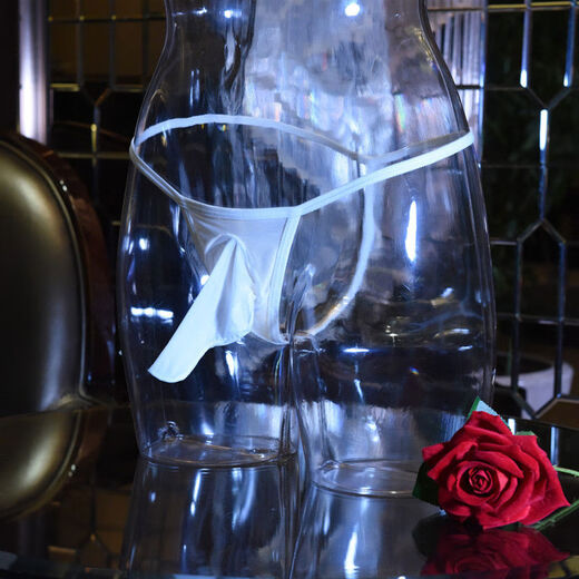 Men's thong sexy oily jj set of underwear elephant thong T-pants transparent ultra-thin breathable stockings underwear red one-line thong opening