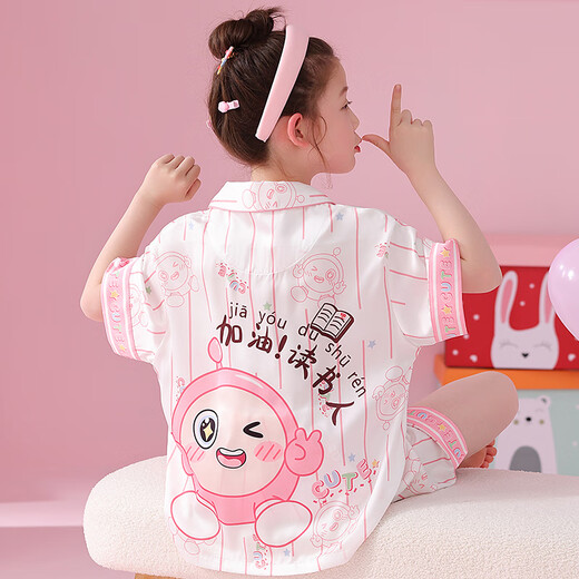 萨肯猫（SAKENMAO）女童睡衣夏季冰雪丝短袖短裤薄款2025新款卡皮巴拉儿童女孩家居服 6624-库洛米【冰雪丝】 170 18码【身高150cm-155cm】