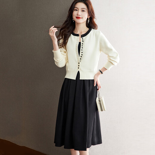 Robe de marque haut de gamme de luxe ehangy pour les femmes 2025 Automne Nouvelle jupe de veste courte à la mode haut de gamme blanche S 85-95jin [Jin est égal à 0,5 kg]