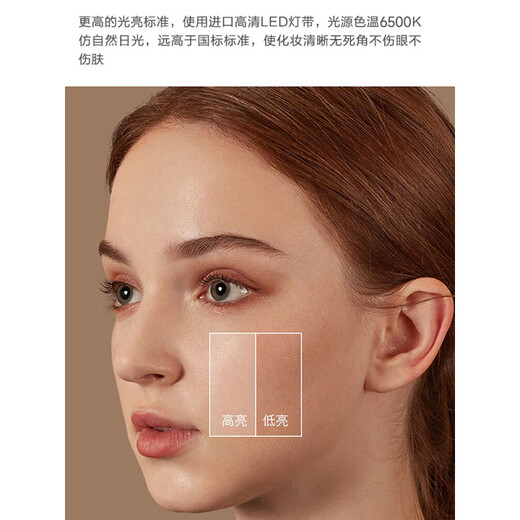 Fat Donglai's same style LED makeup mirror with light desktop dresser dormitory bedroom fill-in light rechargeable semi-circular mirror can be rotated 30cm fashionable white plug-in