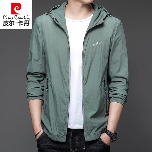 Pierre Cardin Sun Protection Clothes Herren Sommerjacke Kapuze junger und mittleren Outdoor Outdoor Casual Ice Seidenschutz Jacke 9929 Mist M 170 Empfohlen 100-120 Jin [Jin gleich 0,5 kg]