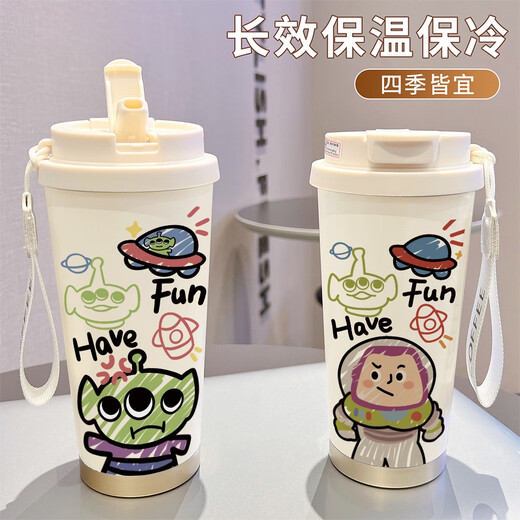 三栖虎茵桐Hello保温杯316不锈钢高颜值可携式办公咖啡杯大容量吸管水杯 食品级不锈钢古董白XA15264紫色兔子 201不锈钢304不锈钢内胆316不锈钢