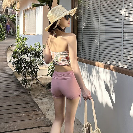 北极绒泳衣女分体保守三件套新款韩版ins学院风宽松防晒罩衫温泉游泳装 绿色9928 S 【建议80-90斤】