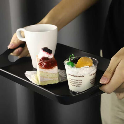 Huanjin Japanese-style pallet with wood grain with handle plastic end dishes rectangular hotel restaurant black non-slip Korean portable tray Korean 693 tray