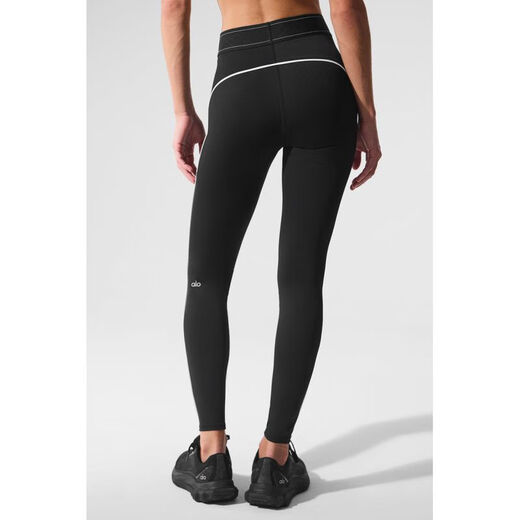 ALO YOGA High Waist Yoga Pants Pilates Pants Airlift Tights Running Fitness Pants High Elastic Sports Pants Slim and Breathable Black/White XXS (Suitable for Waist 59.5 - 62cm)