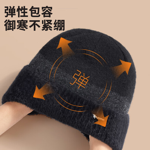 Woodpecker hat men's winter woolen hat plus velvet to keep warm and versatile cold hat loose big head circumference show face small woolen knitted hat