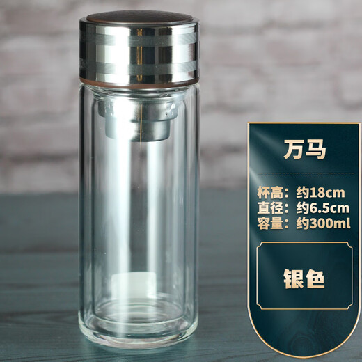 希诺（HEENOOR）松道双层玻璃杯男女士时尚新款水晶杯茶杯子商务办公便携车载 诗特意(1585)蓝 200ml 款式及容量可点上面小图参考