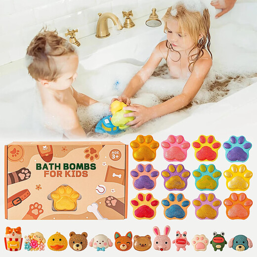 NARBERRY children's bath balls with many bubble baths, special toys for babies, baby bath balls, bath essential oil balls, bath salt balls, cute dog paw children's bath balls, 12 pieces