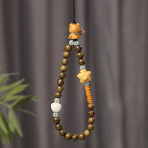 Natural sandalwood mobile phone chain Bodhi running ring pendant high-end exquisite beaded mobile phone lanyard original design bracelet sandalwood beaded mobile phone anti-lost lanyard