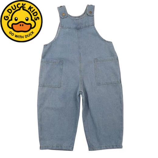 G.Duckkids Kinderhose koreanische Version Frühling und Herbst 2025 Neue Produkte Girls Overalls Lose Denim Baby niedlich großer PP-Overall Hellblau-Baby Overalls 100 geeignet für 90-100 cm Alter 3-4 Jahre alt