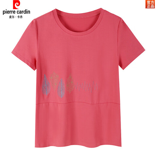 皮尔卡丹（pierre cardin）加肥加大码短袖t恤女士夏薄款棉宽松中年妈妈棉汗衫白色上衣 白色KSP-9896款 L 适合100-120斤