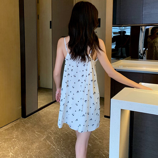 Langsha Bing Seiden sexy Schlinge Nachtkleid Pure Desire Frauen Sommer Dünner Stil Spitzen -Pyjamas mit Brustpolster 11965 mit Brustpolster m