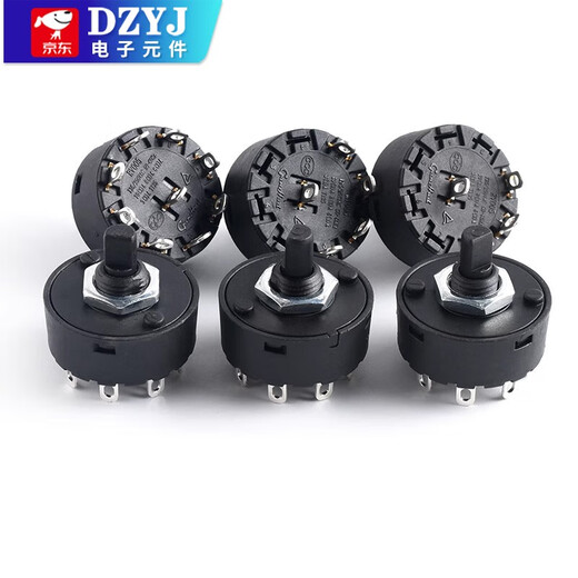 RV005 circular rotary switch 3/4/5/6 multi-position knob teapot juice machine power switch RV005 rotary switch half shaft 14mm 4 feet 1 knife 3 gears No Specifications