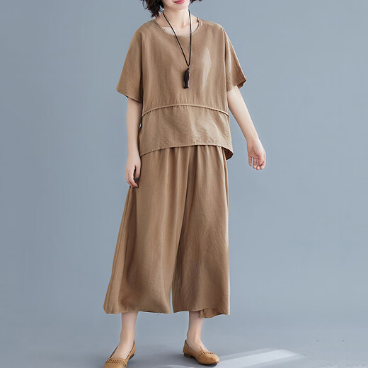Hengyuanxiang Pantalon à jambes larges pour les femmes pour les femmes à la mode mince et décontractée 2025 Nouvelle graisse MM de grande taille en coton minceur en vrac et en deux pièces en deux pièces Black L [90-150jin [Jin est égal à 0,5 kg]]]