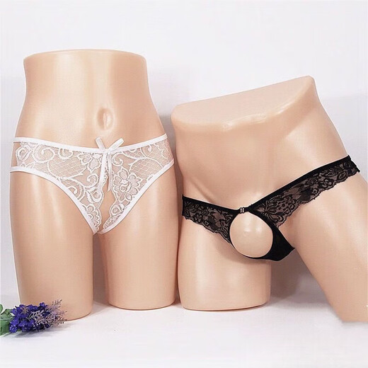 Couple's underwear, sexy double temptation, no need to take off, transparent opening, men and women have intercourse, no need to take off, passionate lace opening, male red