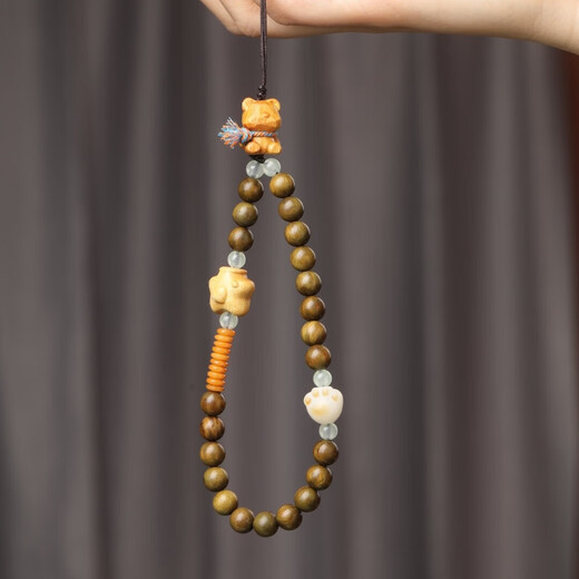 Natural sandalwood mobile phone chain Bodhi running ring pendant high-end exquisite beaded mobile phone lanyard original design bracelet sandalwood beaded mobile phone anti-lost lanyard
