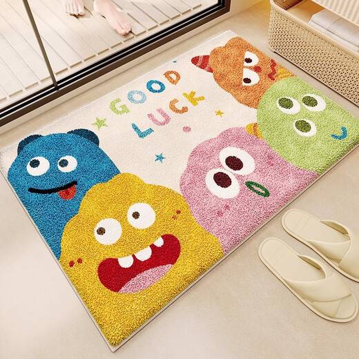 Cashmere imitation powder room floor mat, door mat, bathroom bath, household toilet foot mat, absorbent cooling mat, dopamine Lele, comfortable and skin-friendly, 45x70cm (small size)