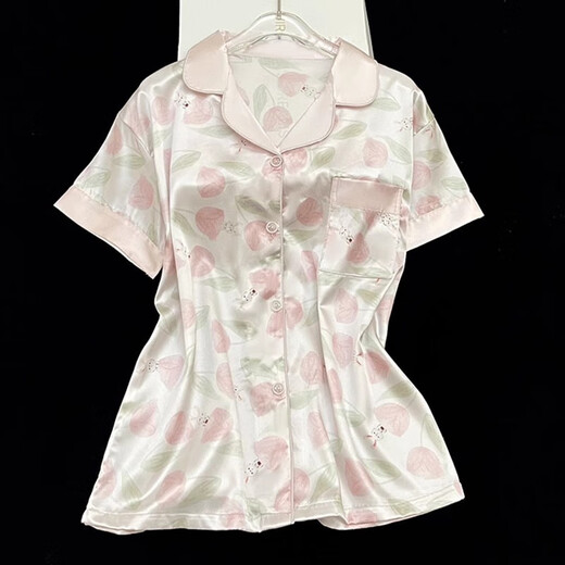 雅鹿冰丝睡衣女夏季薄款短袖2025新款浪漫花朵可外穿夏天高级感家居服 FS_9214#开衫双短蕾丝口袋 2XL XXL