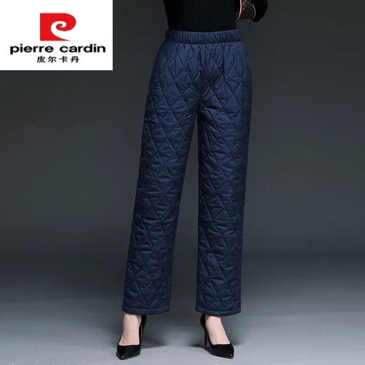 Pierre Cardin 2024 Winter Down Cotton Pants Women's Thickened Middle-aged and Elderly Loose Outerwear Slim High Waisted Versatile Straight Leg Mom Pants Khaki XL 115-130Jin Jin is equal to 0.5 kg