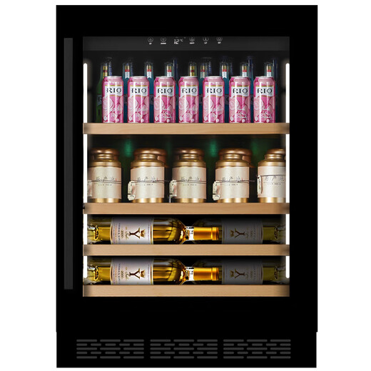 Faseeny 400mm ultra-thin frequency conversion embedded red wine cabinet constant temperature wine cabinet embedded wine cabinet bar under counter embedded constant temperature storage cabinet refrigerated beer tea cold drink cabinet 400 depth black glass door ice bar/Hettich door hinge 85L