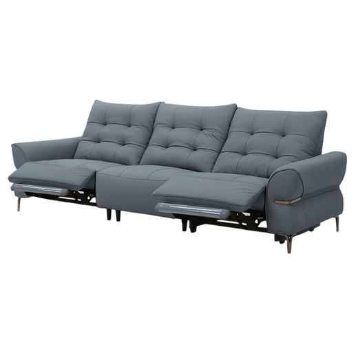 Lezhibao Lazboy Leder-Sofa Wohnzimmer Neue elektrische Funktion Sofa Zero Wall Retro Sofa Bach 683 Thames Blue-2,41 Meter-Drei-Person Dual Electric