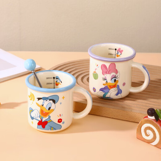Disney Genuine Children's Cartoon Anti-fall High-Value Water Cup Genuine Coffee Cup Milk Cup Home Ceramic Cup Minnie Moon Cup