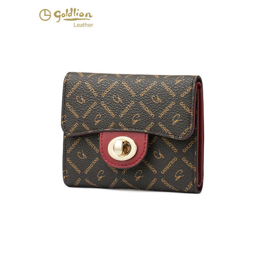 Jinlilai 2025 Spring Neue Retro -gedruckte Brieftasche Frauenkartentasche Mode Brieftasche Klappkurzmünze Clip -Tasche Wein rot
