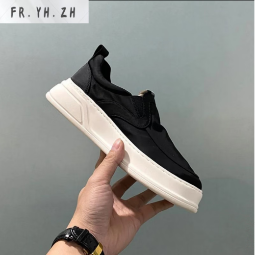 FR.YH.ZH原熙社团男鞋夏季新款男士透气一脚蹬懒人布鞋时尚百搭潮流休闲鞋 1105-黑色 38