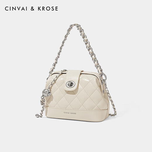 
CinvaiKrose official website small c/k bag women's bag 2025 new diamond bag chain box crossbody bag light luxury shoulder bag beige white