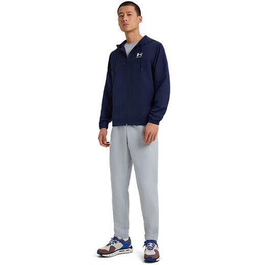 安德玛（UNDERARMOUR）春夏Rival男子梭织运动休闲夹克外套1390149 藏蓝色410 XL