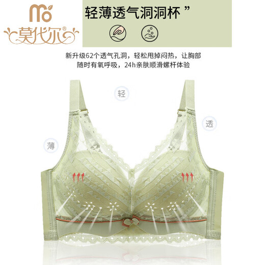 Sous-vêtements modaux Style mince d'été pour les petits seins des femmes tasse de trou respirant sans marques et sans anneau en acier latex coton rassemblant un soutien-gorge simple [2 morceaux] Gris Purple + HEAR POLTE POUDRE 80A 36
