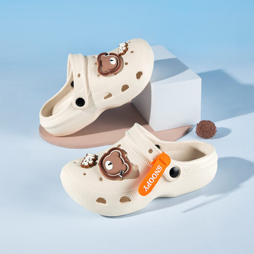 SNOOPY Snoopy children's shoes children's hole shoes boys lightweight garden shoes girls outer wear sandals 2102 milky white 32