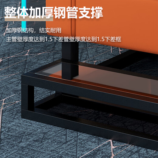 Billiards Sofa Billiard Hall Special Ball Viewing Chair Watching Deck Seats Leisure Special Double Billiard Room Chair Sofa Three-Seater Bright Orange + Rock Gray With Big Footrest (Storage